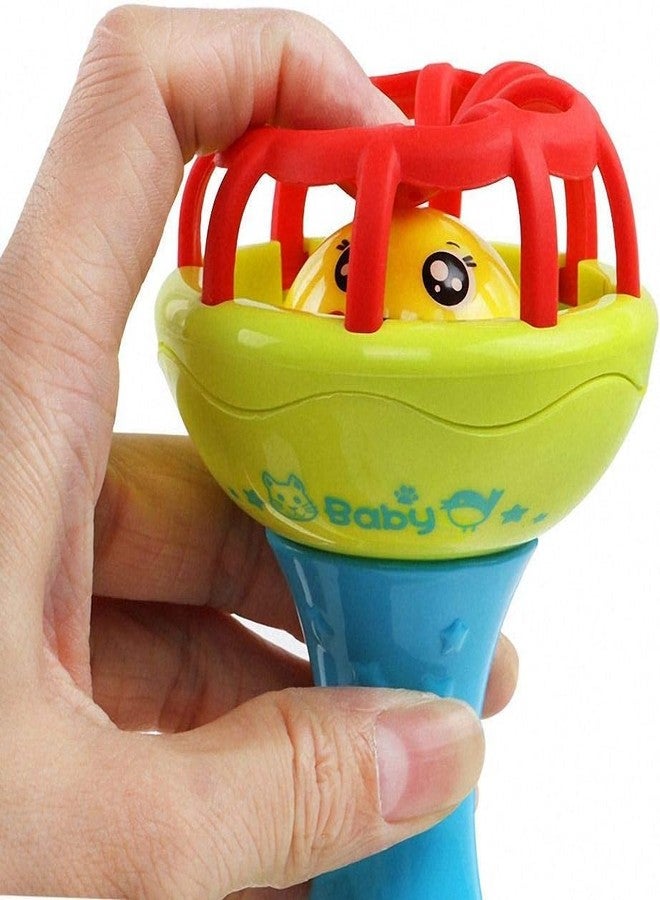 Manos Plastic & Rubber Body Rolling 2 in 1 Rattle Toy for Baby boy/Girl Hand Bell Ball Baby Rattle Bell Toy for Babies - Image 4